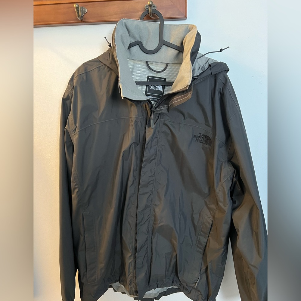 North face hooded rain coat with packable hood